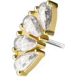 14 Karat Gold Aufsatz mit Titan Push Pin MOISSANIT-BOGEN