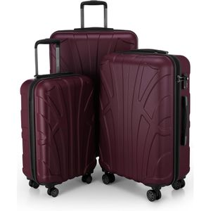 Suitline Koffer erweiterbar, burgund, 3-teilig, Hartschale, mit 4 Rollen, klein / groß (2x)