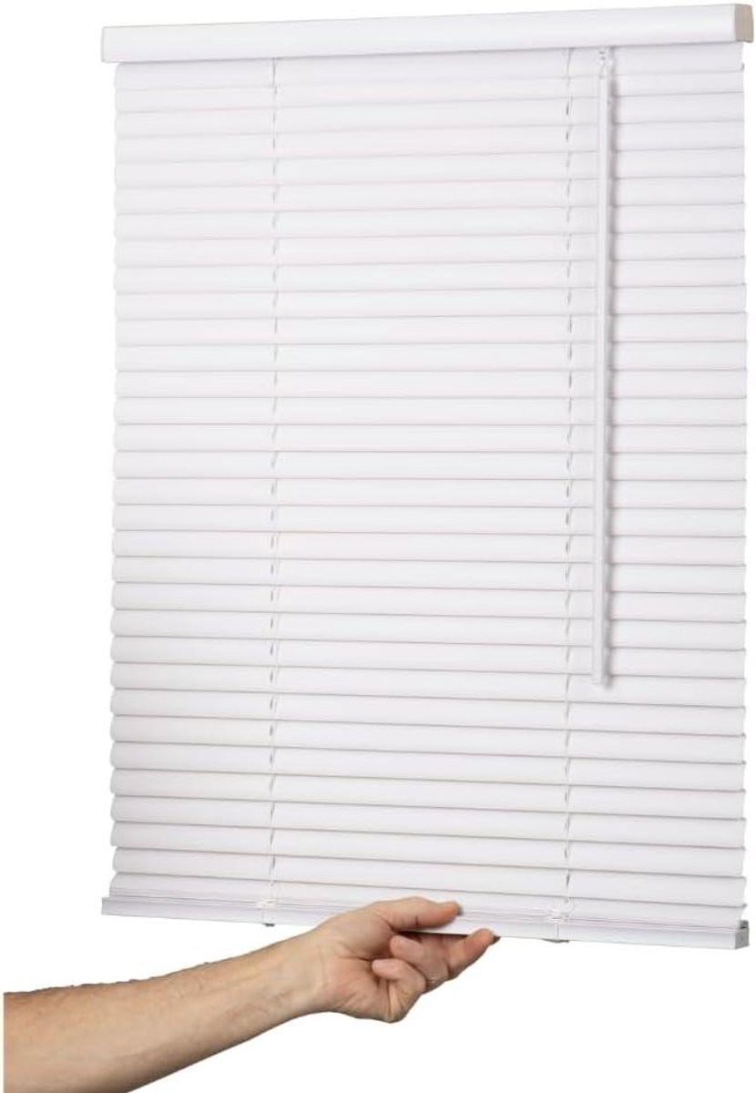 Wit Vinyl Mini Jaloezie - Kindveilige Snoerloze Lamellen - 74 x 122 cm