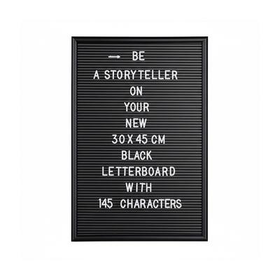Relaxdays Letterboard, 145 Buchstaben, Zahlen, Sonderzeichen, 45x30 cm, Buchstabentafel zum Stecken, Kunststoff, schwarz