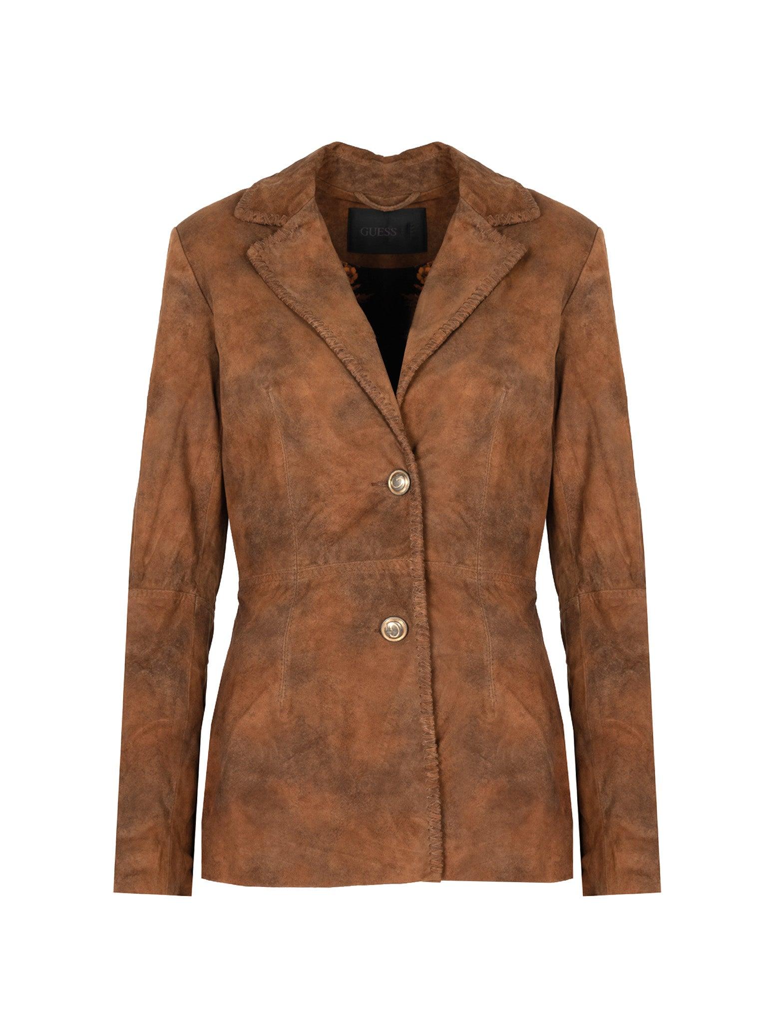Guess Jacke Bomber-jacke Skórzana Damen braun
