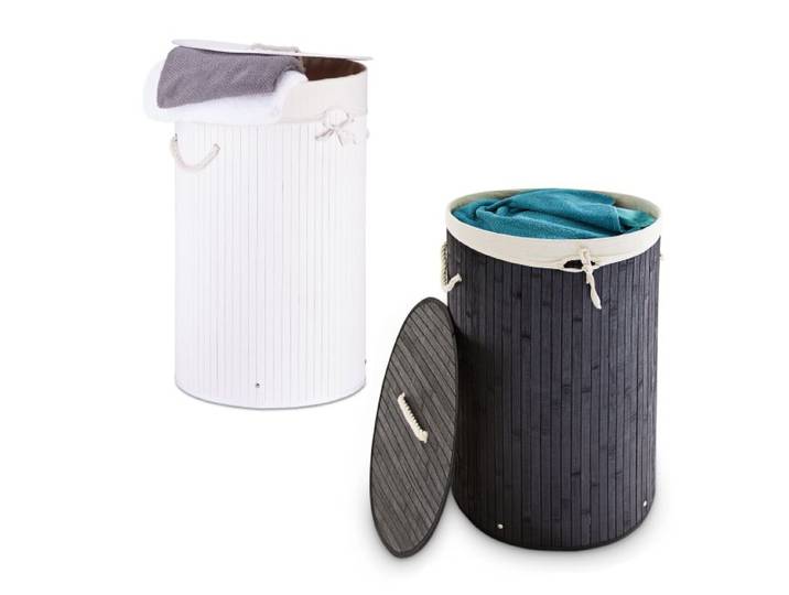 Relaxdays Lot de 2 paniers à linge bambou ronds