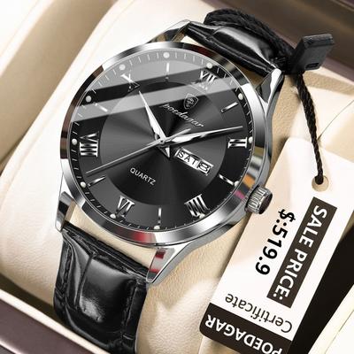 Uplifted Finds POEDAGAR Top Luxury Military Waterproof Mens Quartz Watch silver Black
