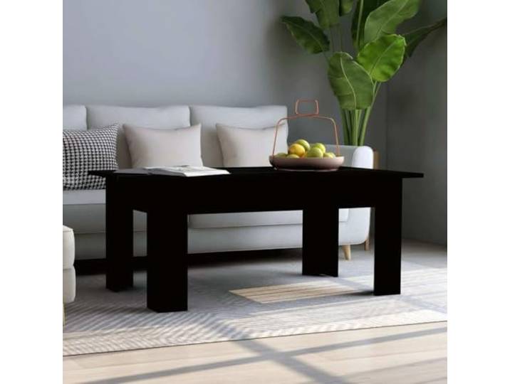 HEFZGDB Couchtisch Schwarz 100x60x42 cm Holzwerkstoff mit breiter Tischplatte für Wohnzimmer, Stabiler Beistelltisch für Getränke und Zeitschriften, langlebiges Möbelstück