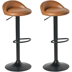 BARHOCKER 2er-Set Kunstleder drehbar Braun Meeder