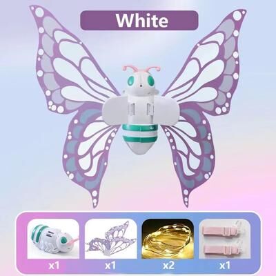 Inspired Finds Magical Electric Butterfly Fairy Wings With Lights Kids Cosplay Dress Up Costume white