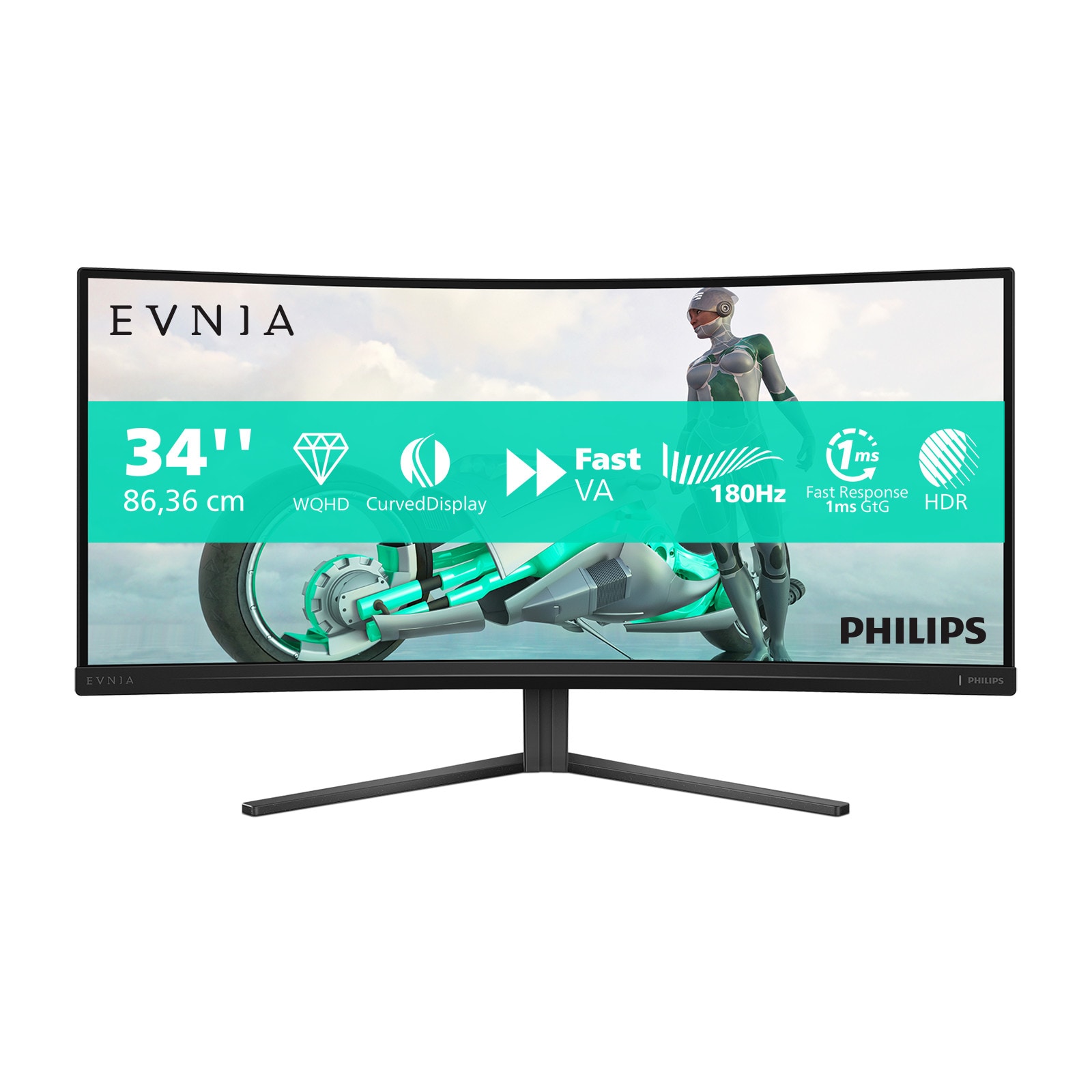 Philips Evnia 34M2C3500L 34 Zoll UWQHD Curved Fast VA LED 21:9 180 Hz Gaming Monitor 34M2C3500L/00