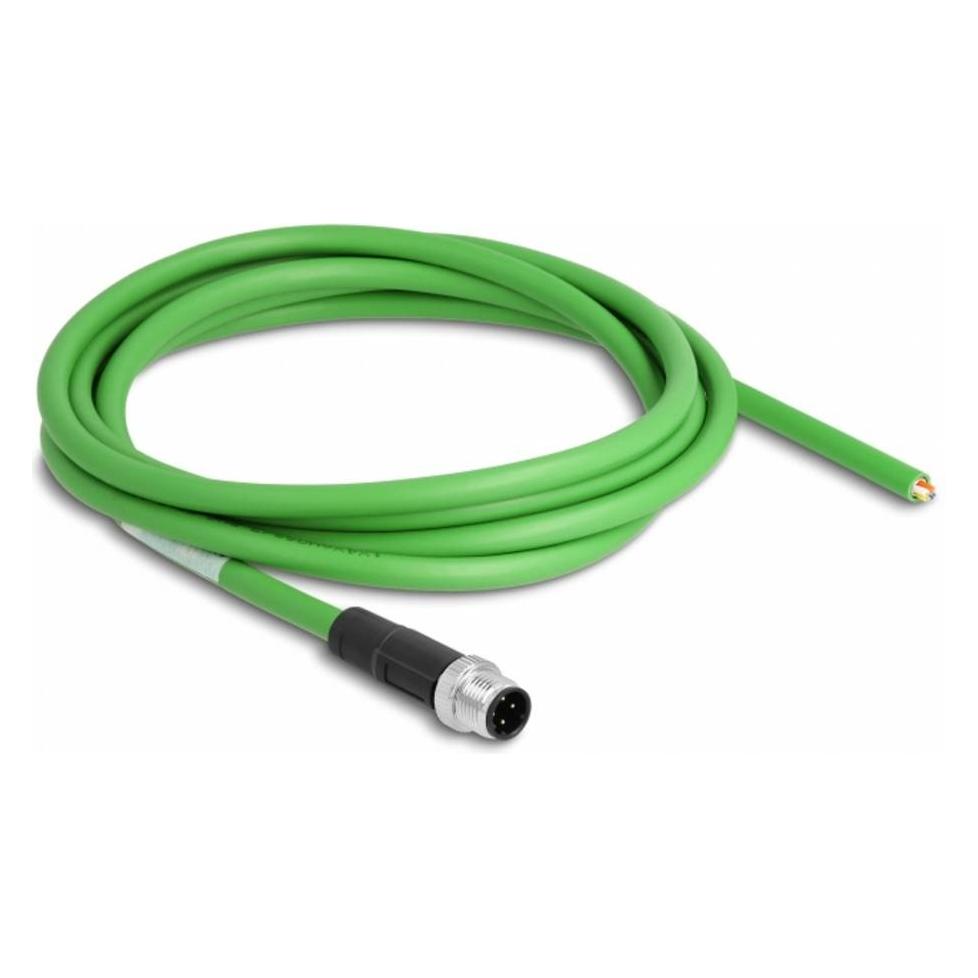 Delock Netzwerkkabel M12 4 Pin D-kodiert zu offenen Kabelenden TPU 2 m (SF/UTP, CAT6a, 2 m) (87849)