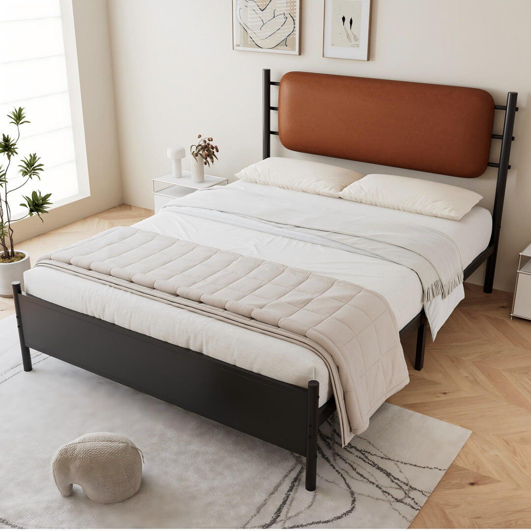 17 Stories Upholstered Bed Black Double (4'6)