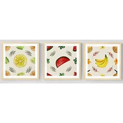 POSTER Set Mit 3 Früchte Collage 25X25cm Rahmenlos