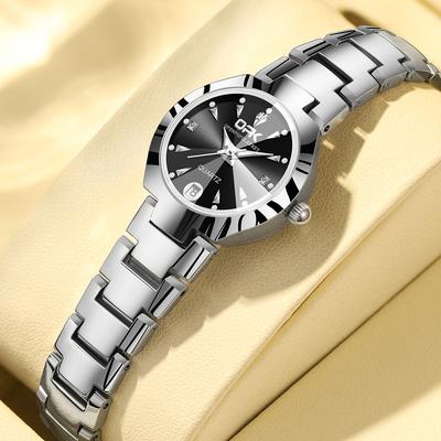 Fusion Finds Women's Luxury Watch Waterproof Quartz Stainless Steel Date Wristwatch silver Black