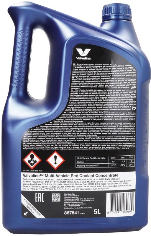 Liquide de refroidissement concentré VALVOLINE MULTI-VEHICLE COOLANT Red 1L