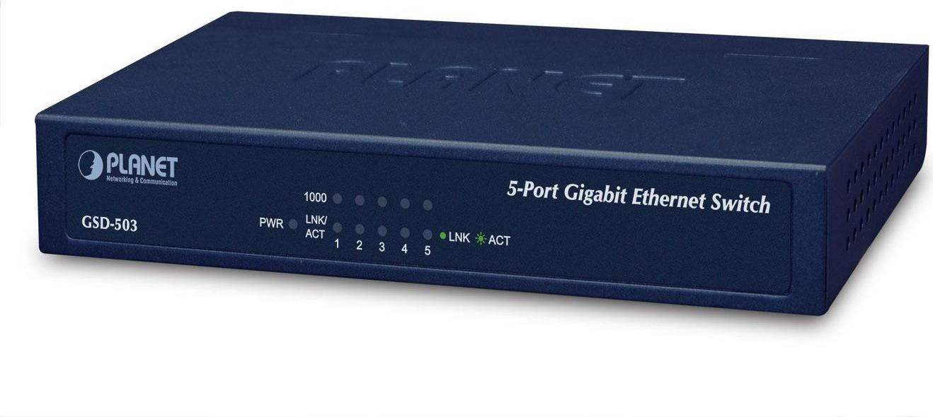 Planet Technology Corp. GSD-503 Planet 5-Poorts 10/100/1000Mbps Gigabit Ethernet Switch