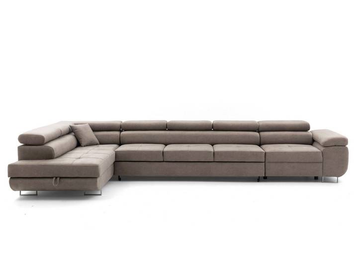 Muffo Ecksofa WILD XXL, mit Bettkasten, Hohe Metallfüße, verstellbare Kopfstützen, Liegefläche 125x240