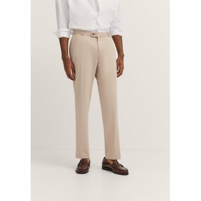Anzughose BUGATTI "Regular Fit", Herren, Gr. 106, Schlankgrößen, beige (30, beige), 66% Polyester, 21% Viskose, 10% Polyamid, 3% Elasthan, unifarben, regular fit, Hosen Anzughose, Jersey-Artikel mit Stretch