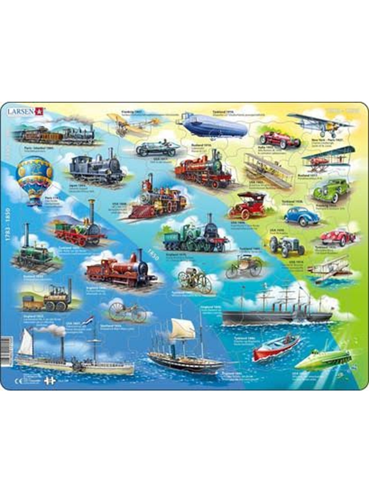 Larsen Puzzles Puzzle Historical Vehicles 1783-1939 - 54 pieces Maxi (36.5x28.5 cm) 2D Puzzles
