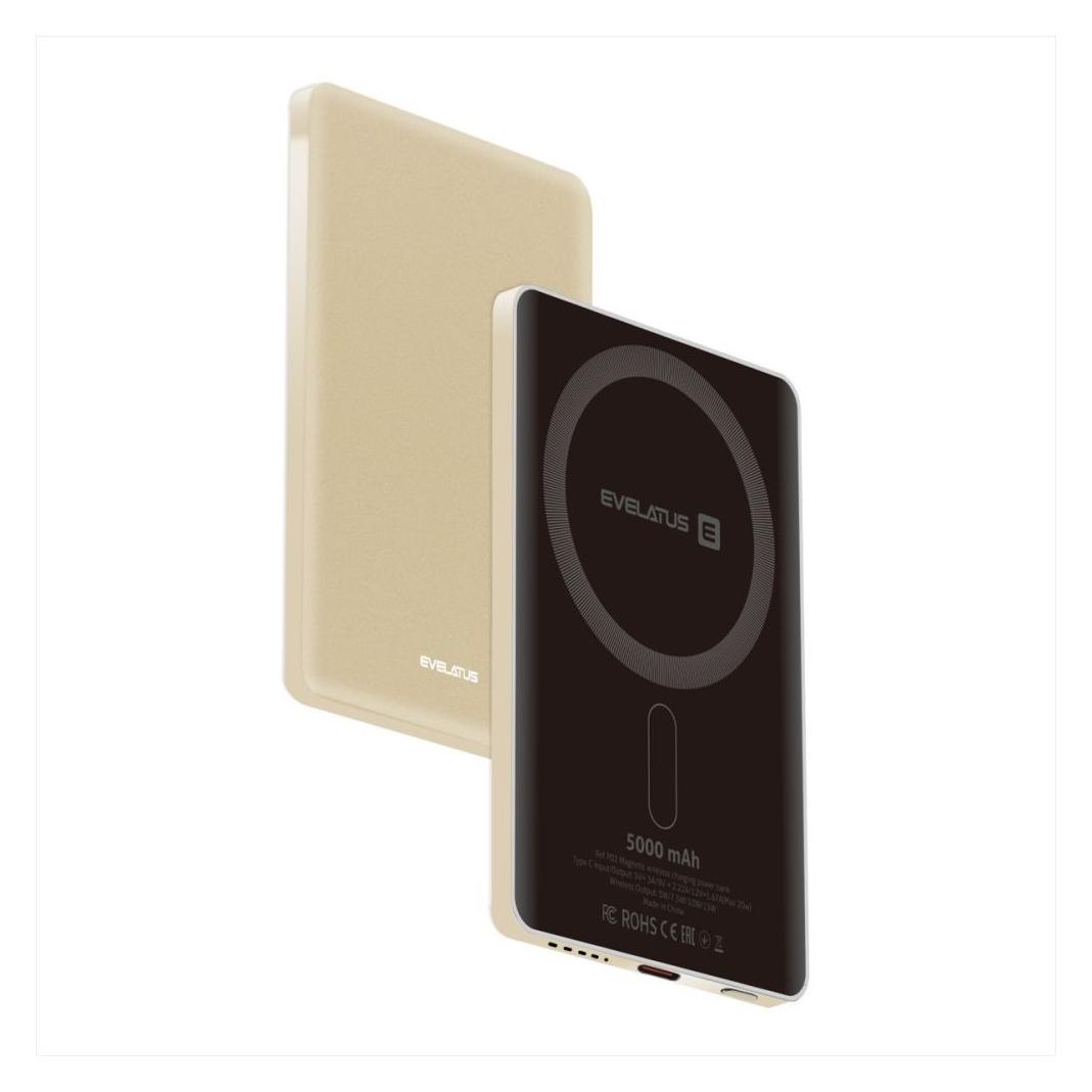 Evelatus Power bank PD20W 5000mAh Power Bank MagLink Elite With Wireless charging Gold (5000 mAh, 20 W, 18.50 Wh) (EVELATUS)