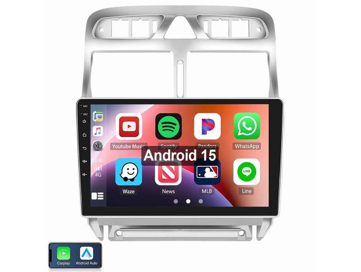 ESSGOO Für Peugeot 307 CC 2002-2013 Android Autoradio Android 15 Autoradio (RDS, Digitalradio (DAB), FM)