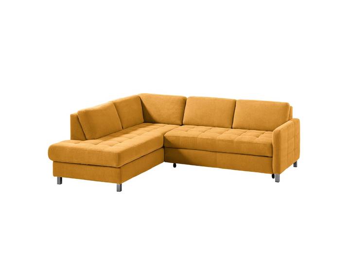 Ecksofa Tanete Webstoff Gelb/Safrangelb Webstoff 233 x 80 x 196cm Ottomane davorstehend links mit Schlaffunktion Modern