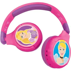 Lexibook Disney Prinzessin Kopfhörer für Kinder, 2in1 Bluetooth Kabelanschluss, faltbar, Lautstärkebegrenzung