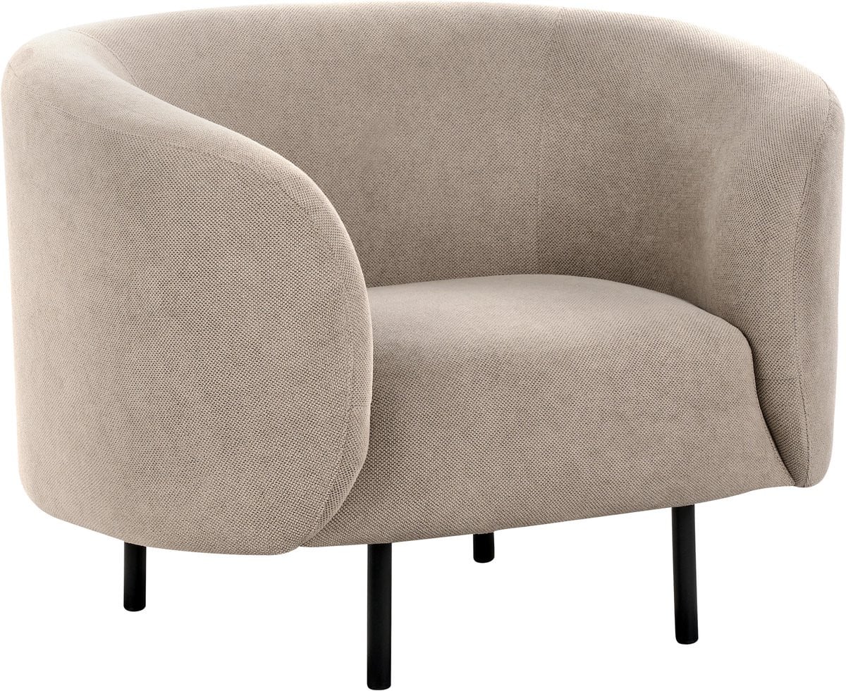 Loen Fauteuil Art Deco Glamour - Taupe - Polyester - Zwarte Poten