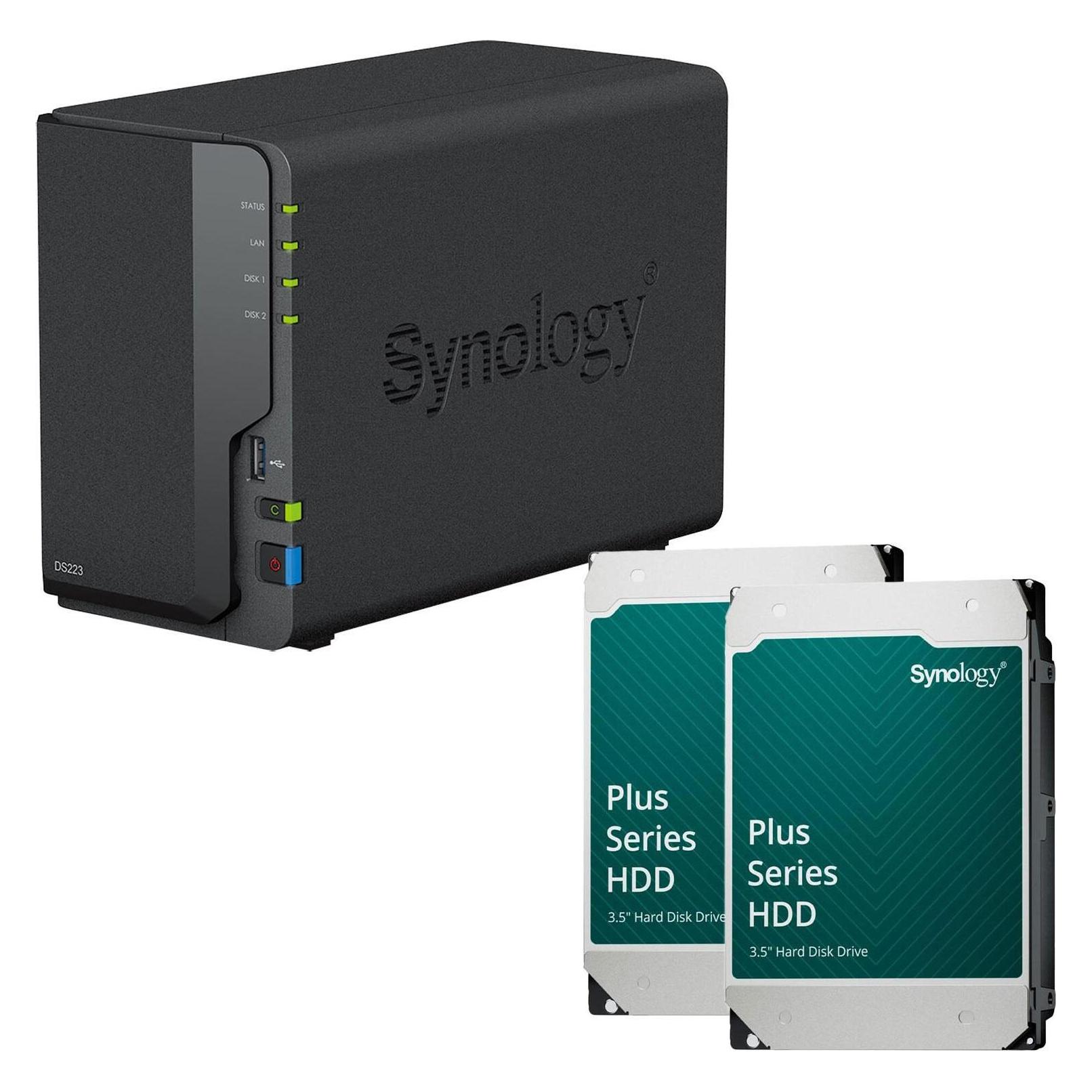 Synology DiskStation DS223 2 Einschübe NAS-Server Leergehäuse + 2x Plus 3.5"" SATA 6Gb/... (2 x 8 TB) (DS223 & HAT3310-8T)