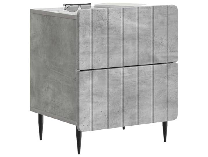 KTHLBRH Nachtschrank 2-teilig grau Beton 43 x 34,5 x 49,5 cm Technisches Holz, 4 Schubladen, elegantes rechteckiges Design, pflegeleicht