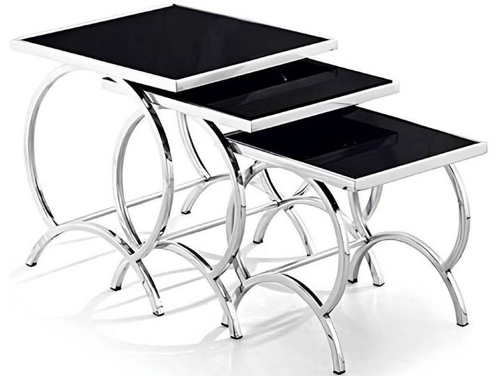 Xlmoebel Beistelltisch Moderner Edelstahl Couchtisch mit elegantem Design (3-St., Beistelltisch), Hergestellt in Europa