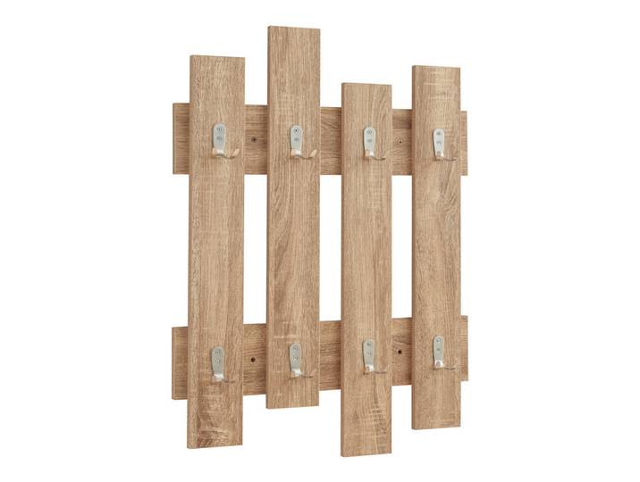 [en.casa] Wandgarderobe Raseborg, Eichefarben, Holzwerkstoff, 60x80x3 cm, Garderobe, Garderobenpaneele, Wandgarderobe