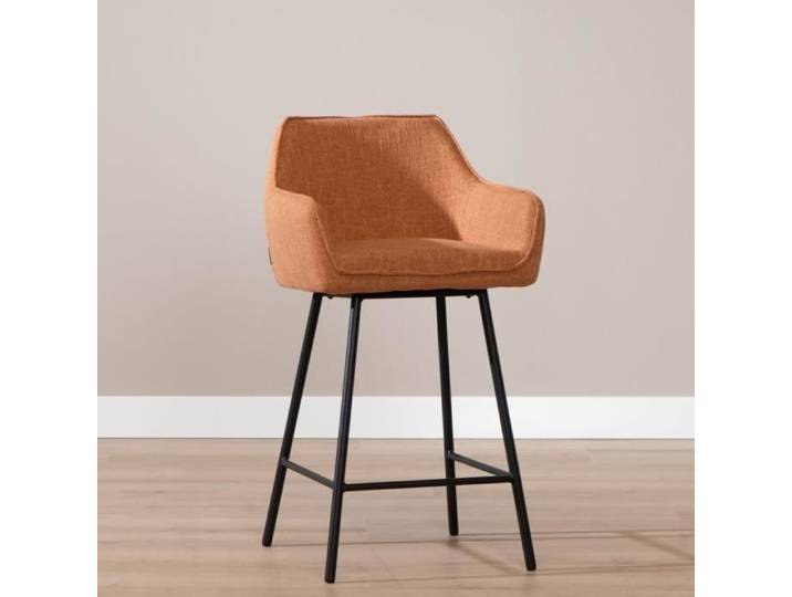 Livin24 Tabouret de bar Ciara tissu lin terracotta 65 70 et 78 cm