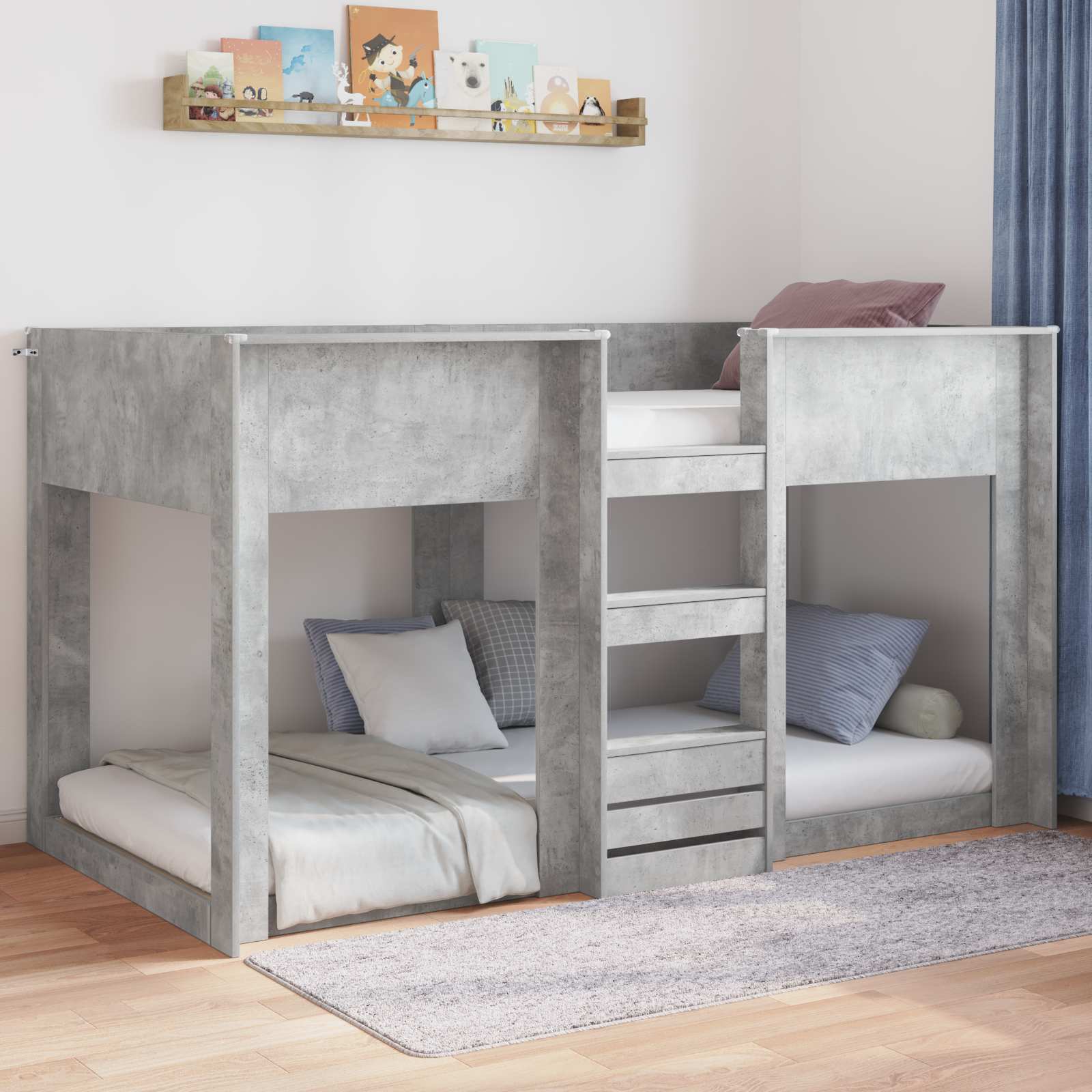 vidaXL Cadre de lit surélevé Gris béton 75 x 190 cm Bois d'ingénierie