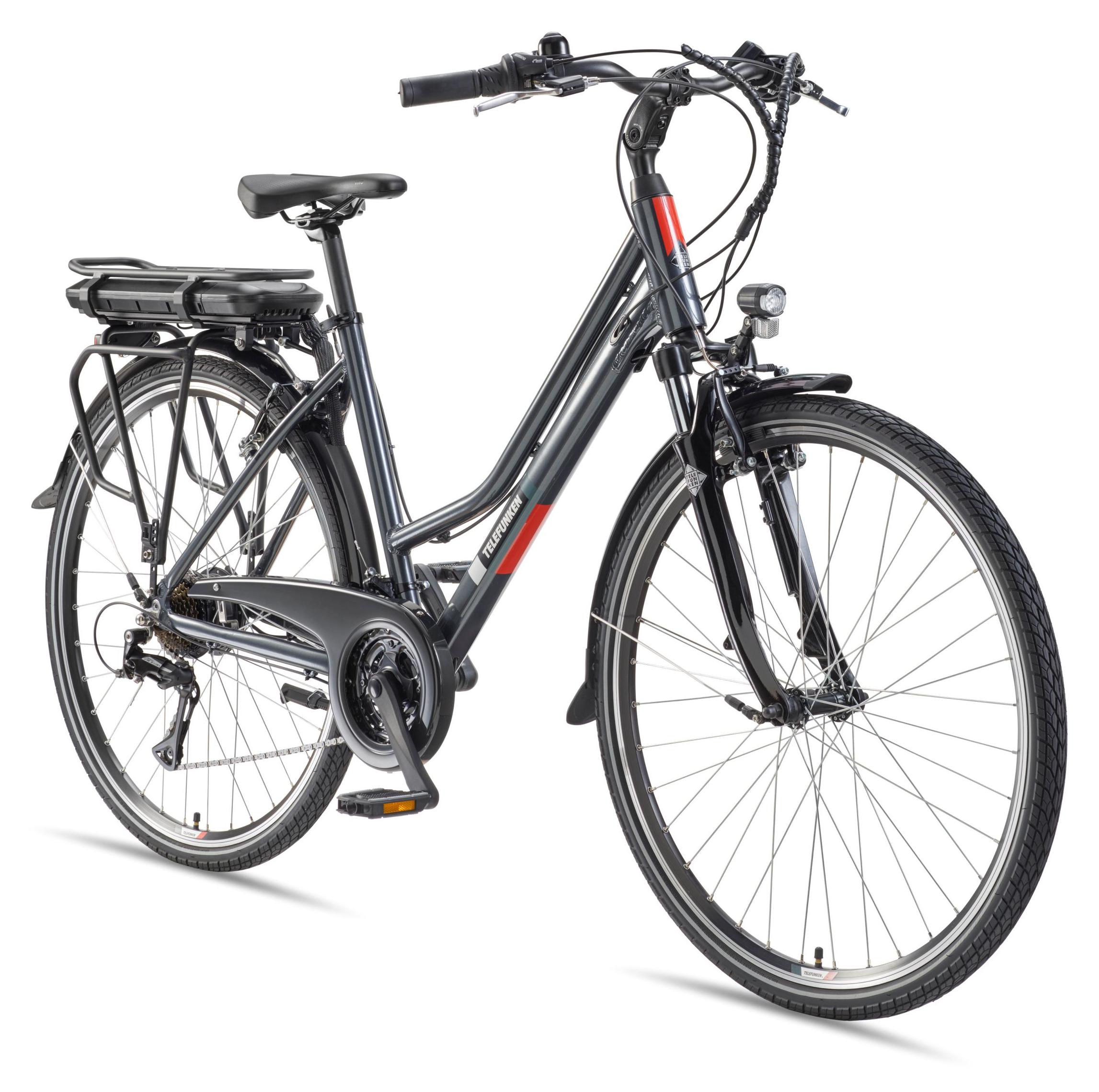 Telefunken Trekking E-Bike | Elektrofahrrad 28 Zoll | 21-Gang Kettenschaltung | Heckmotor 250W | 536,5Wh Akku | Pedelec