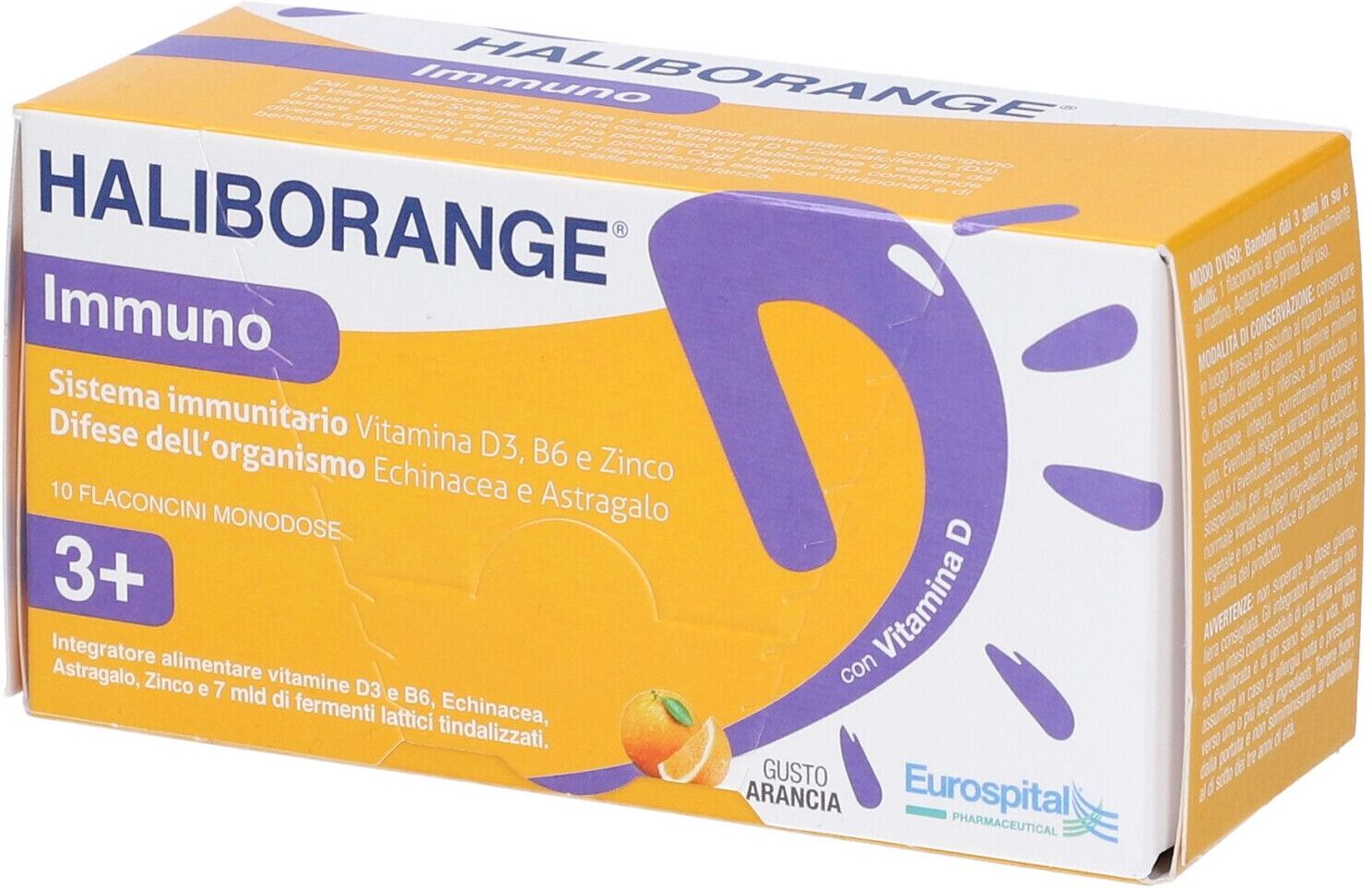 EUROSPITAL SpA Haliborange Immunostimolante 10 Flaconcini da 10ml - Integratore Alimentare con Vitamina D3, Vitamina B6 e Zinco
