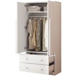 STILVORA Kleiderschrank 70x40x170 cm mit Doppeltüren und 2 Schubladen Weiß, großzügiger Stauraum, pflegeleichte Lackoberfläche, modernes Design