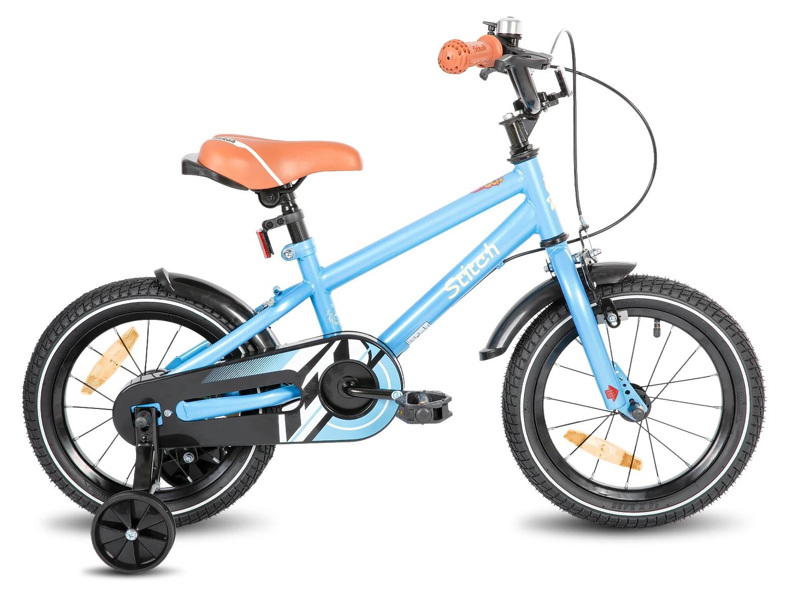 Kinderfahrrad 45 cm - Jungen & Mädchen Fahrrad - Für 3-9 Jahre - Mit Stützrädern - Stahlrahmen - V-Brake vorn Rücktrittbremse hinten - Blau