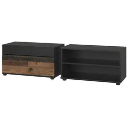 Vicco, Wohnwand, Wohnzimmerschränke Berno, Schwarz/Oldstyle, 2 Teile (70.80 x 35.30 x 38.90 cm)