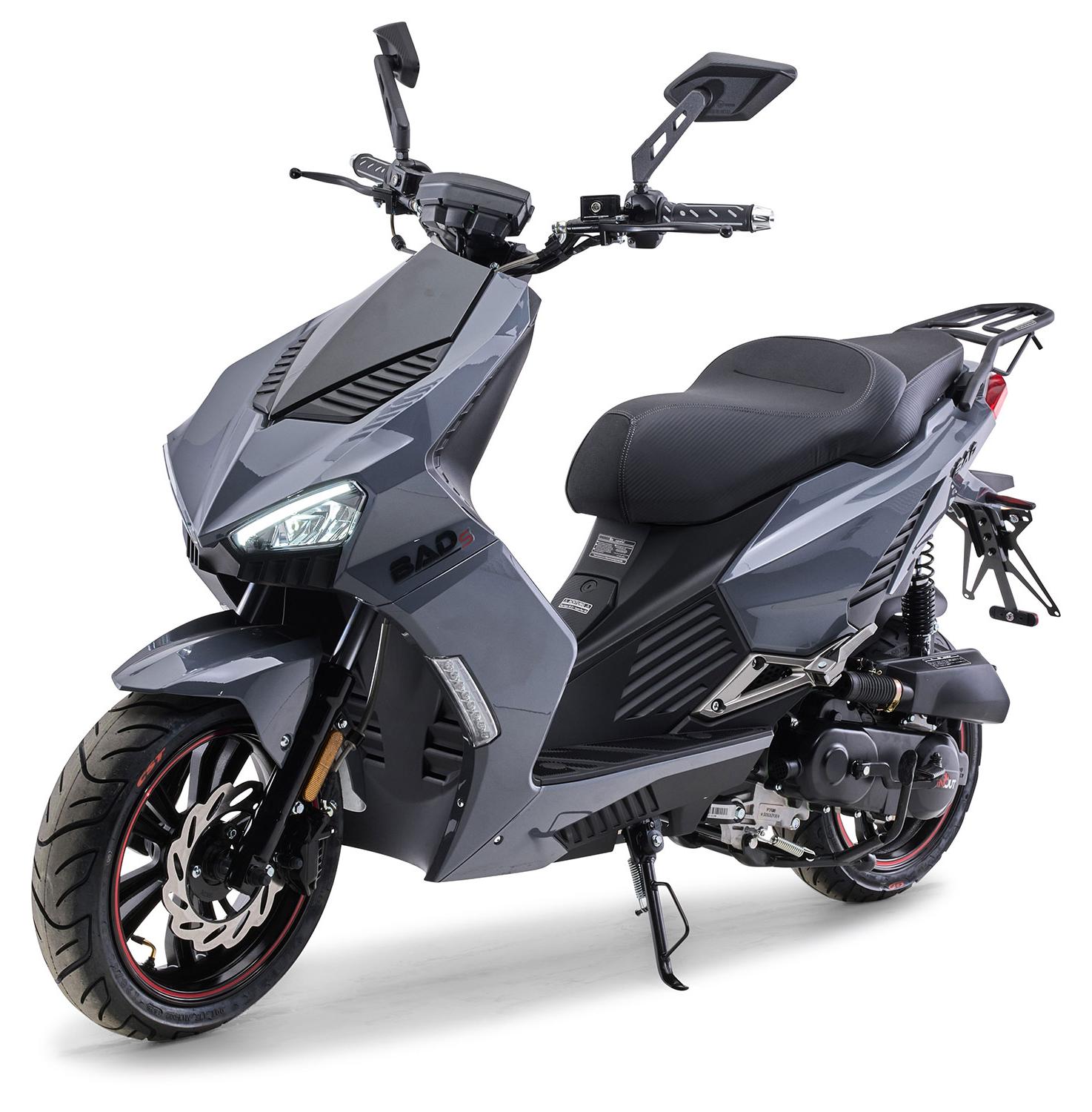 Motorroller 50 ccm Burnout BAD s 45 km/h Roller Euro 5+ Grau