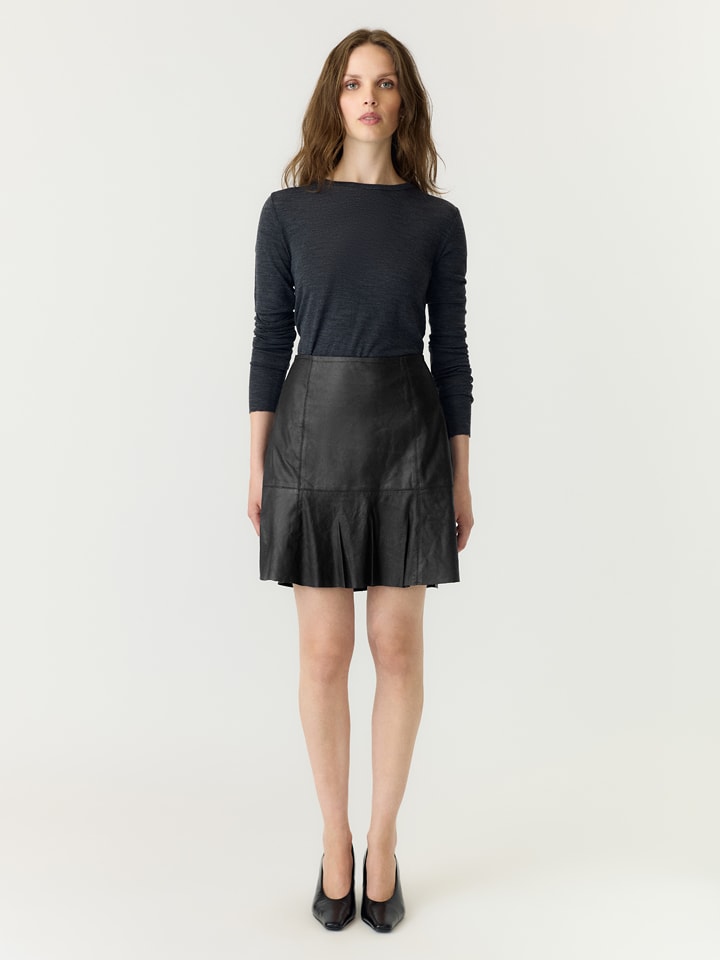 YAS Leder-Rock "Colly" in Schwarz - XS