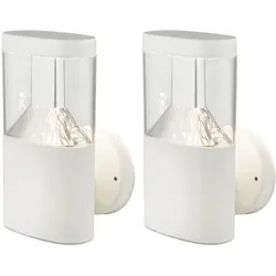 Wandleuchte Außenwandleuchte Edelstahl LED Gartenleuchte Wandlampe Außen weiß, 7W 450lm warmweiß, H 23 cm, 2er Set