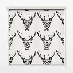 INNENROLLO - Fensterrollo - Rollo - 130x140 cm - Rentier mit Brille