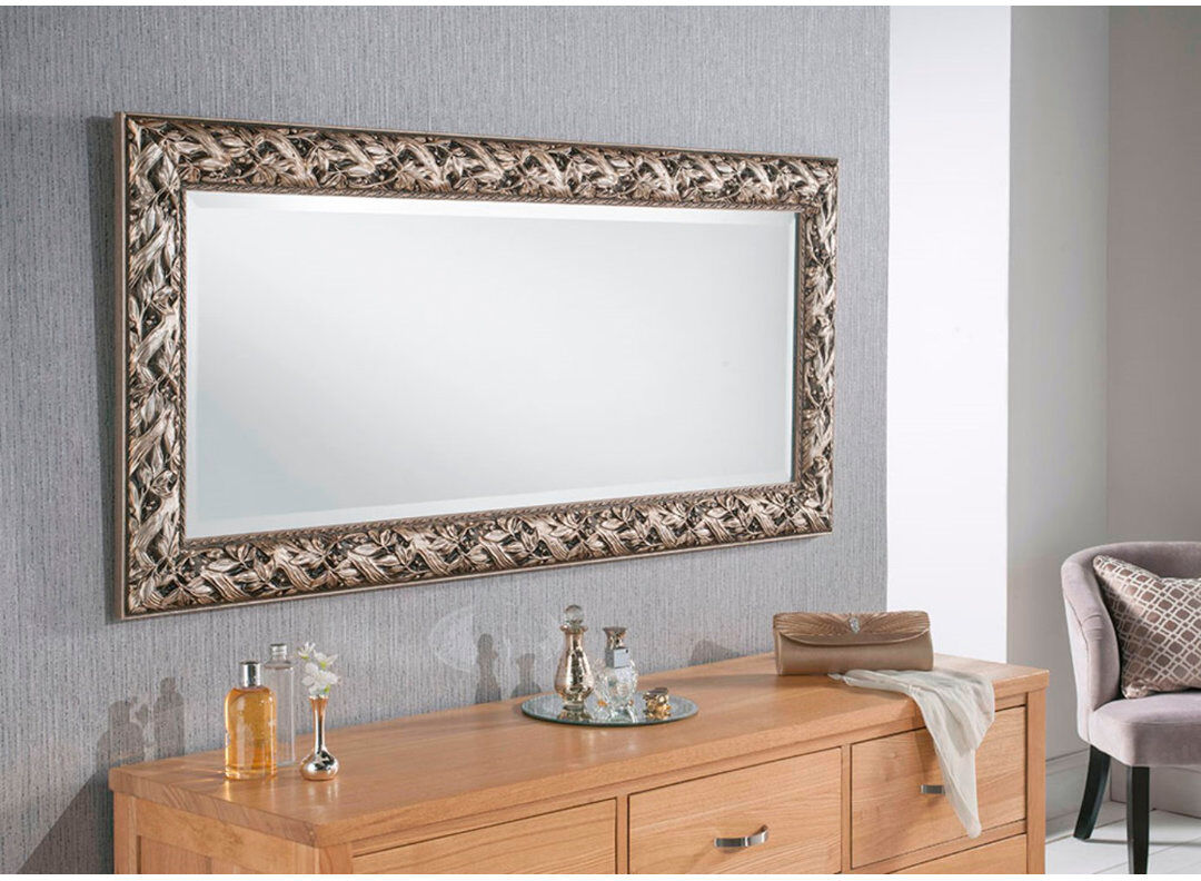Mercer41 Solid Wood Rectangle Mirror Silver 120cm H x 94cm W