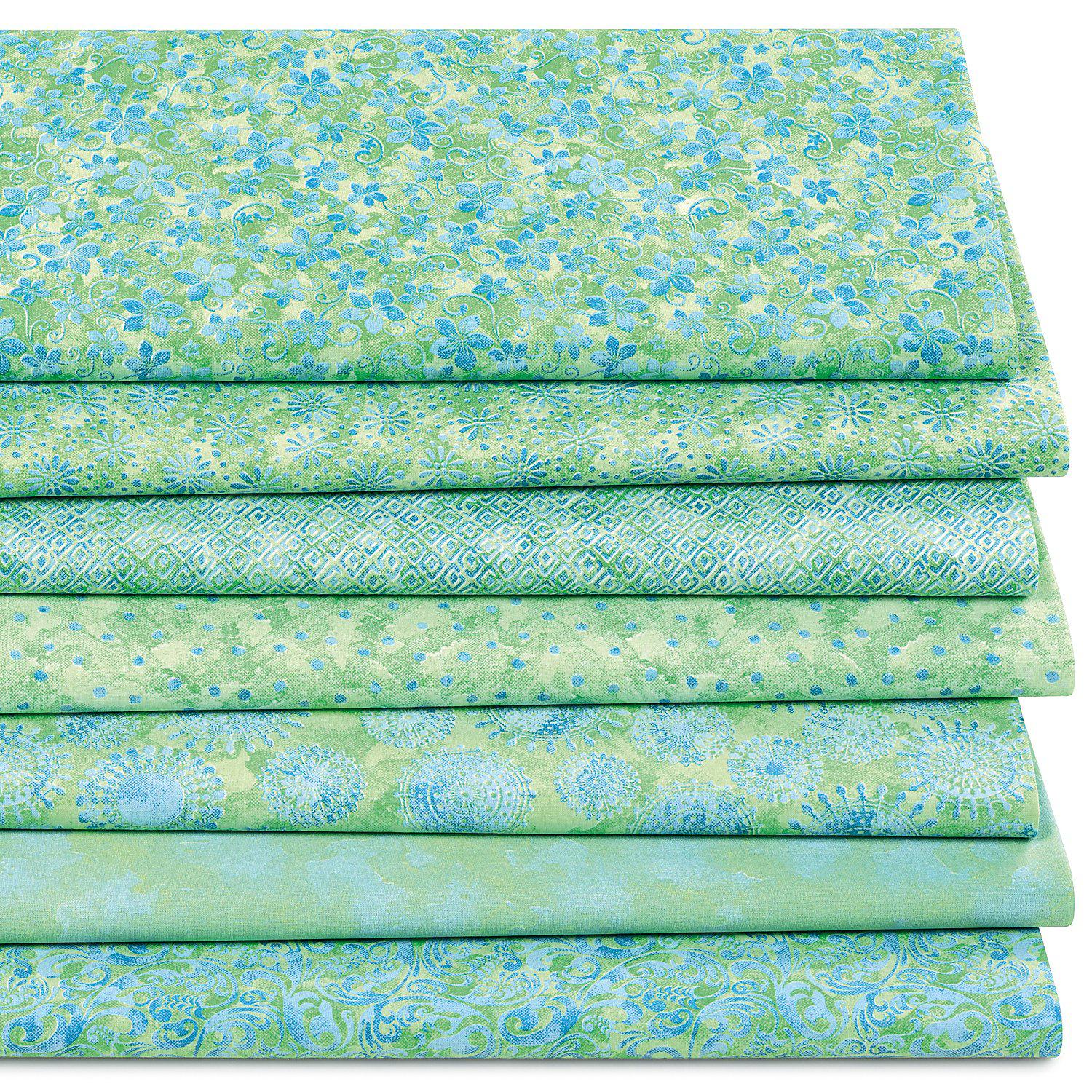 Patchwork- und Quiltpaket "Batik", blau/grün