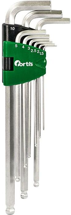 Fortis Winkelschraubendreher-Satz 4317784729468 Kunststoffhalter 1,5-10mm lang Kugelkopf