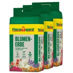 FLORAGARD® Pflanzerde für Zimmer & Balkonpflanzen 3x 25L