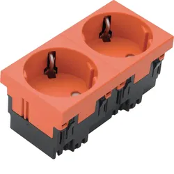 Hager ESR2332004 Steckdose 2-fach 33°-Ausrichtung 16A/250V Rastec 45 reinorange
