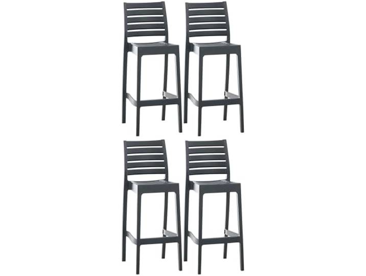CLP 4er Set Outdoor-Barhocker Ares Mit Fußstütze I Stapelbare Tresenhocker In Rattan-Optik Farbe dunkelgrau