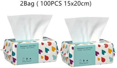 Perfect Picks Market Count Disposable Washcloths Soft, Thick Makeup Removal Towels For Sensitive Skin Care 2bag 15x20cm