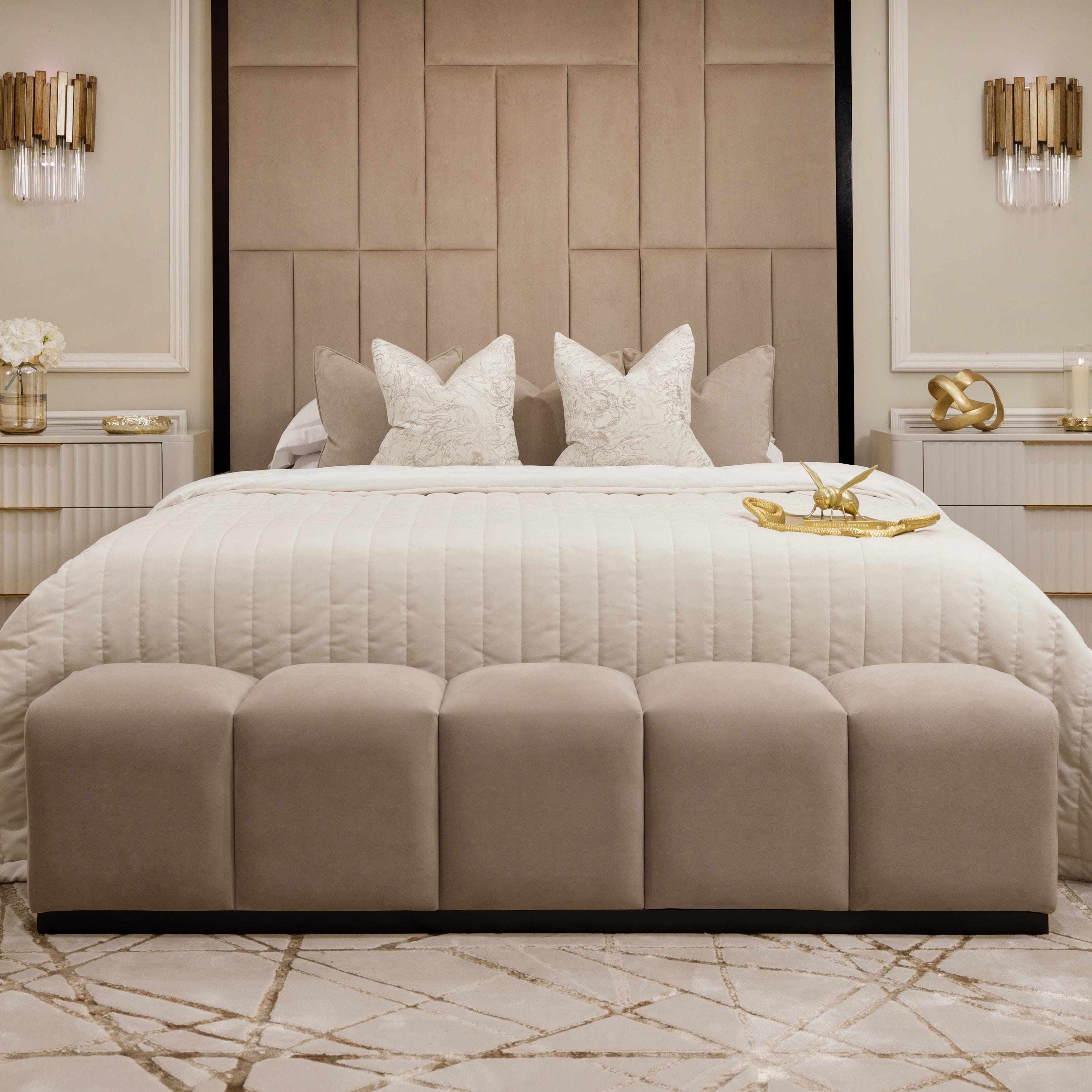 Venus Mink Premium Upholstered Bench, King