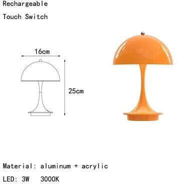 Uplift Picks Rechargeable Nordic Aluminum Acrylic Table Lamp For Modern Ambient Home Lighting orange