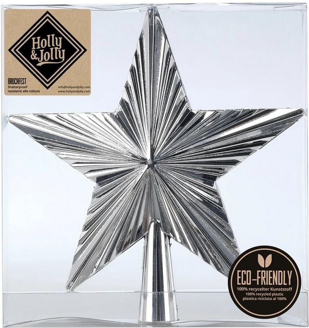 Christbaumschmuck "Holly & Jolly Baumspitze Shellac 20 cm", silber, H:20cm, Weihnachtsbaumschmuck, Christbaumschmuck silber Einheitsgröße